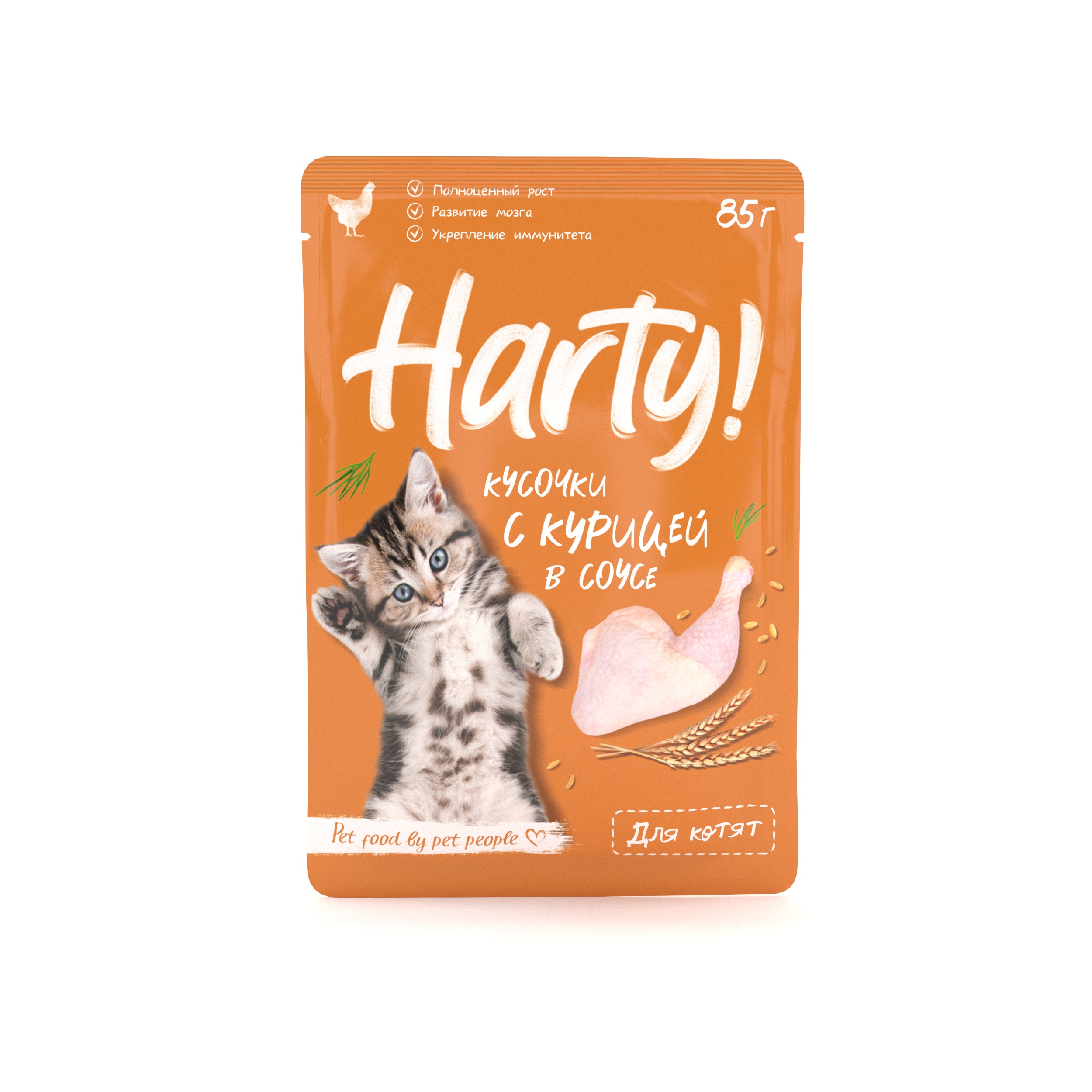 Корм для котят Harty 85г кусочки с курицей в соусе - фото 1