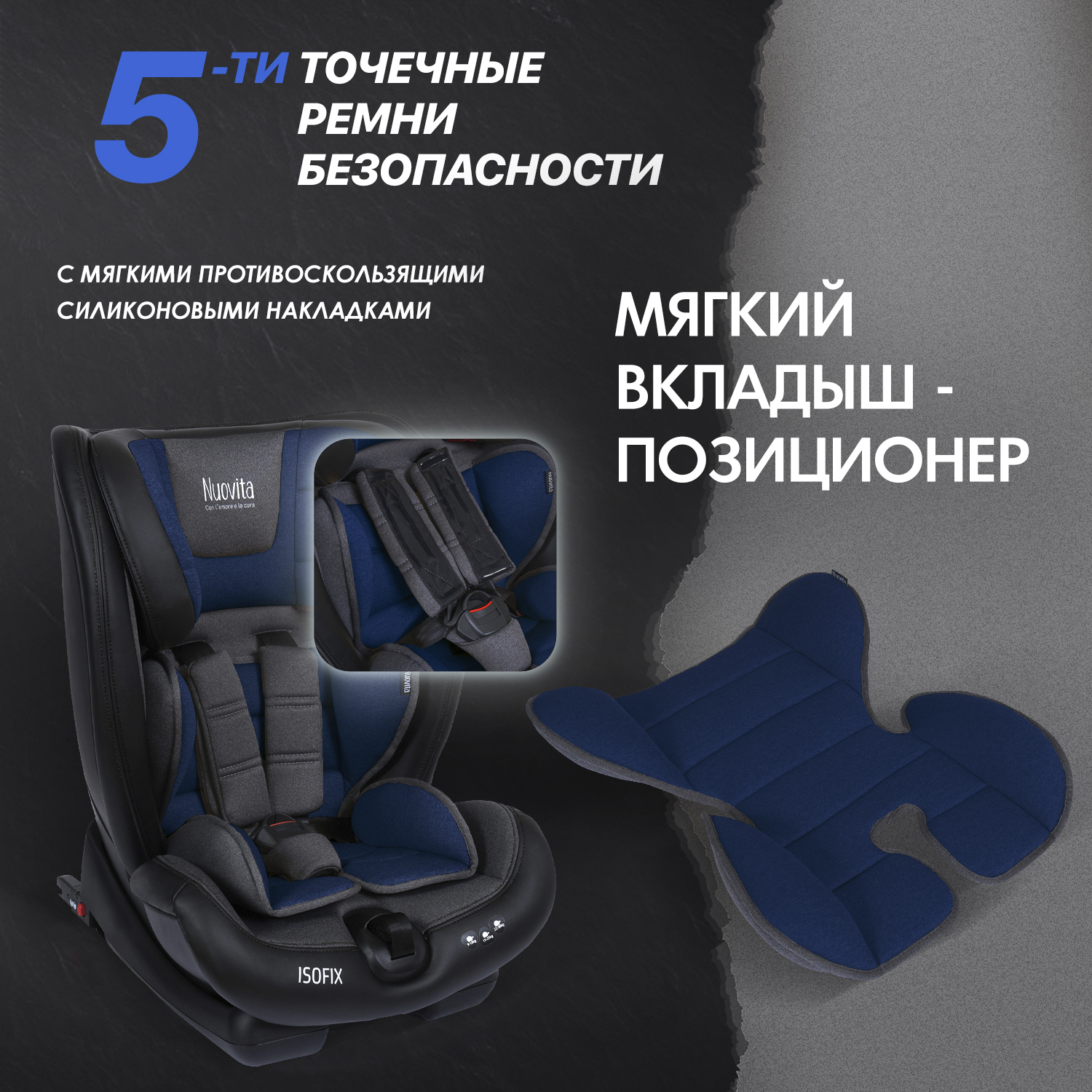 Автокресло Nuovita Maczione N123i-1 Синий - фото 8