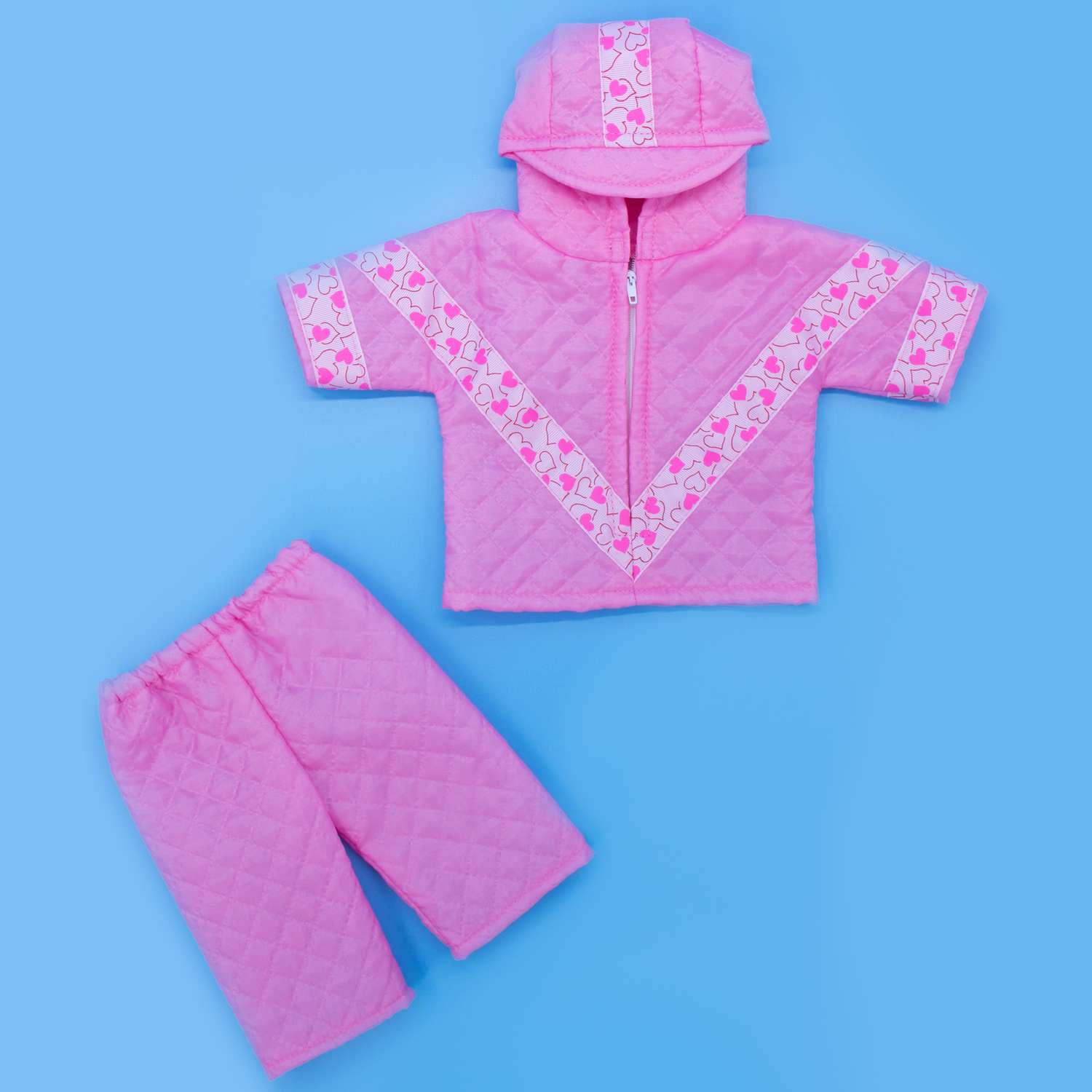 Комплект для пупса Модница 43-48 см: куртка и брюки из синтепона 6112 розовый-белый 6112розовый&amp;белый - фото 10