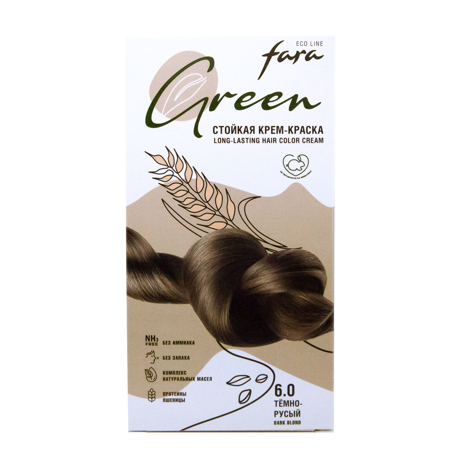Краска для волос безаммиачная FARA Eco Line Green 6.0 темно-русый - фото 8