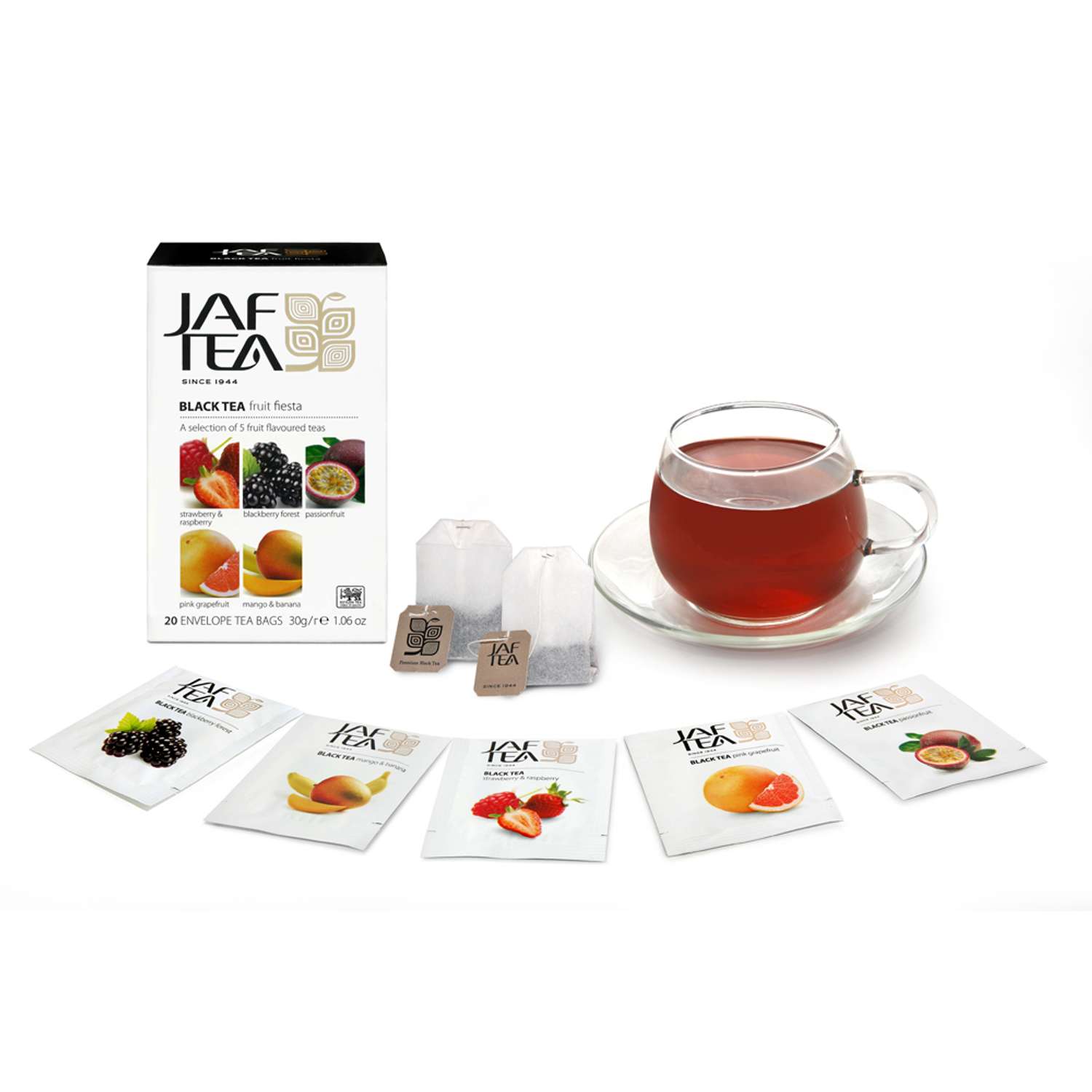 Чай чёрный JAF TEA Fruit Fiesta 20 пакетиков в конвертиках Ассорти 5 видов - фото 2