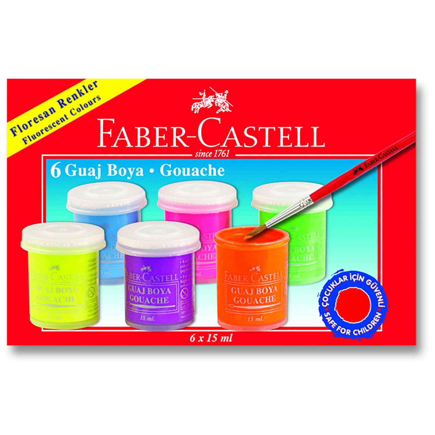 Гуашь Faber Castell флуоресцентная 6 шт 373209 - фото 1