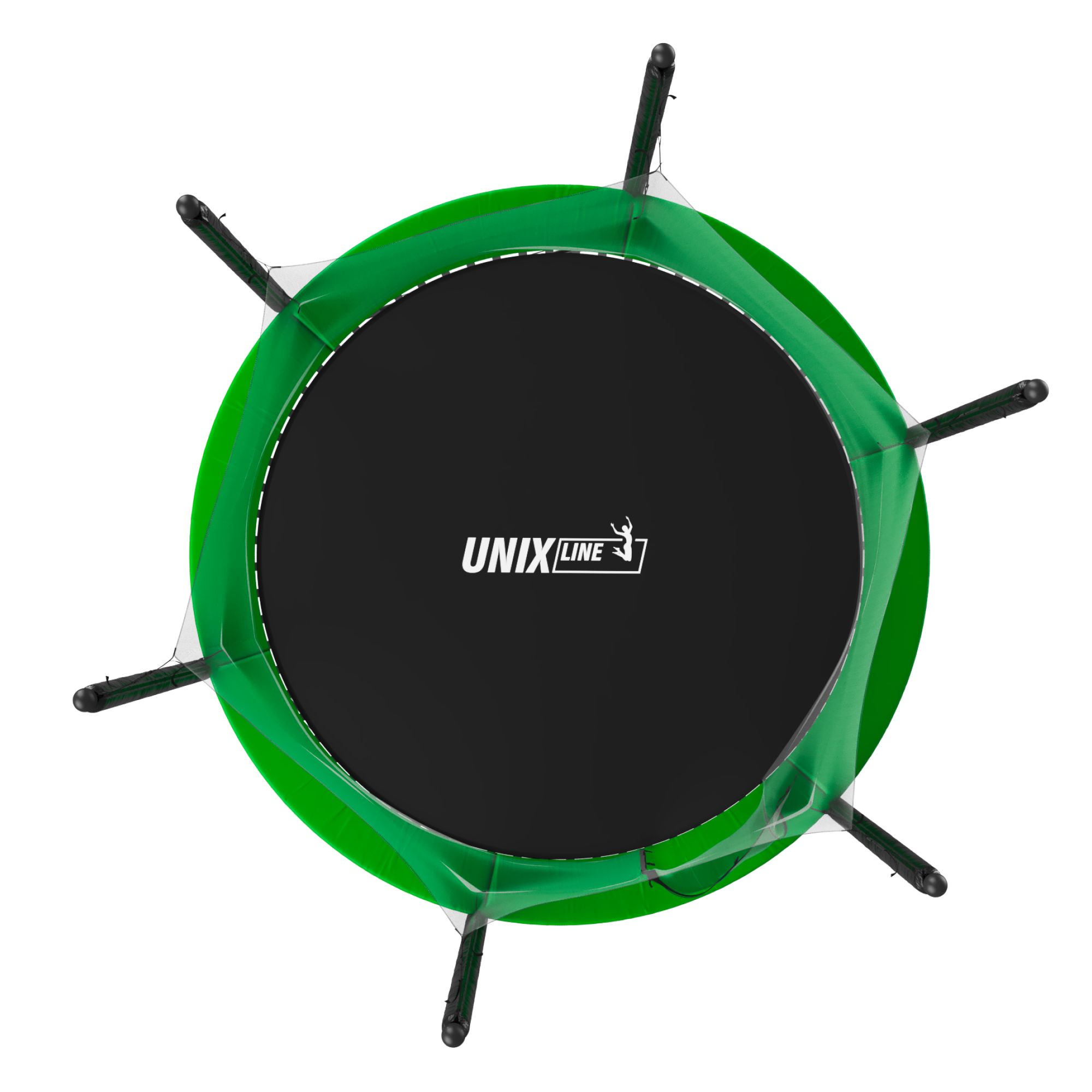 Батут каркасный Simple 8 ft UNIX line Green с внутренней защитной сеткой общий диаметр 244 см до 140 кг - фото 6