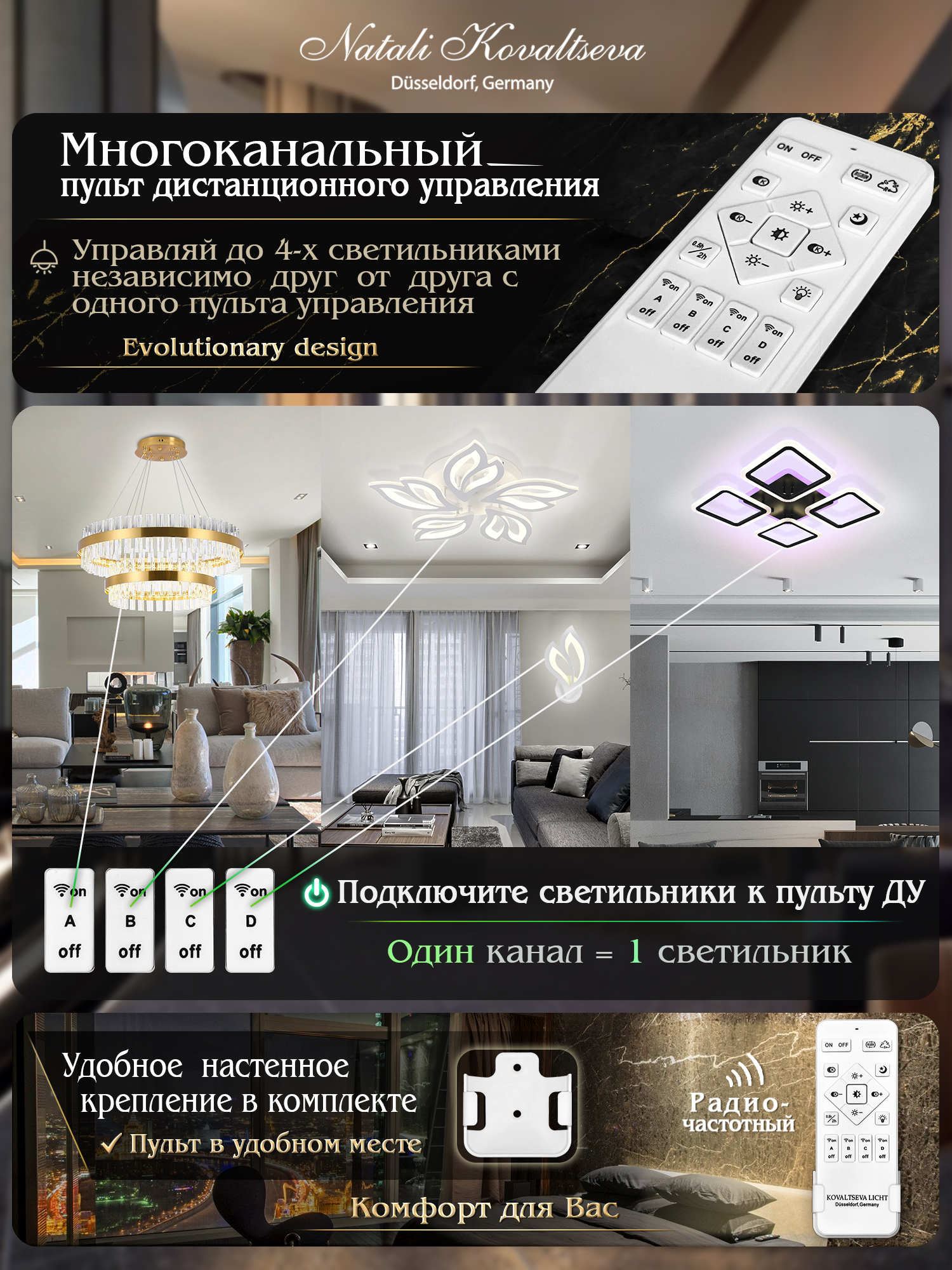 Светодиодный светильник NATALI KOVALTSEVA люстра 100W синий LED - фото 3