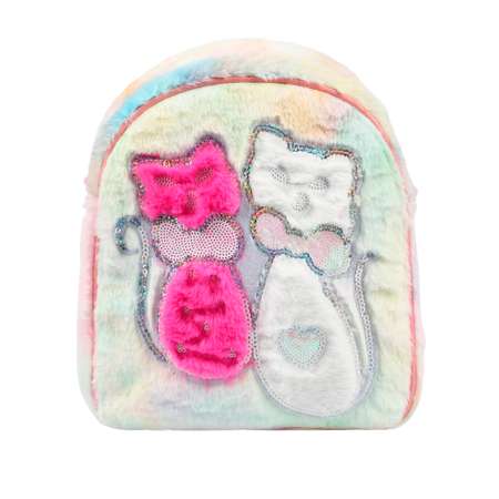 Рюкзак Little Mania меховой разноцветный с котиками