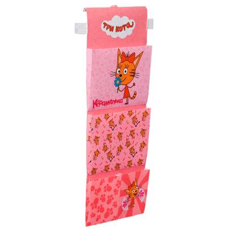 Органайзер Три кота подвесной с карманами 26х74 см полиэстер розовый