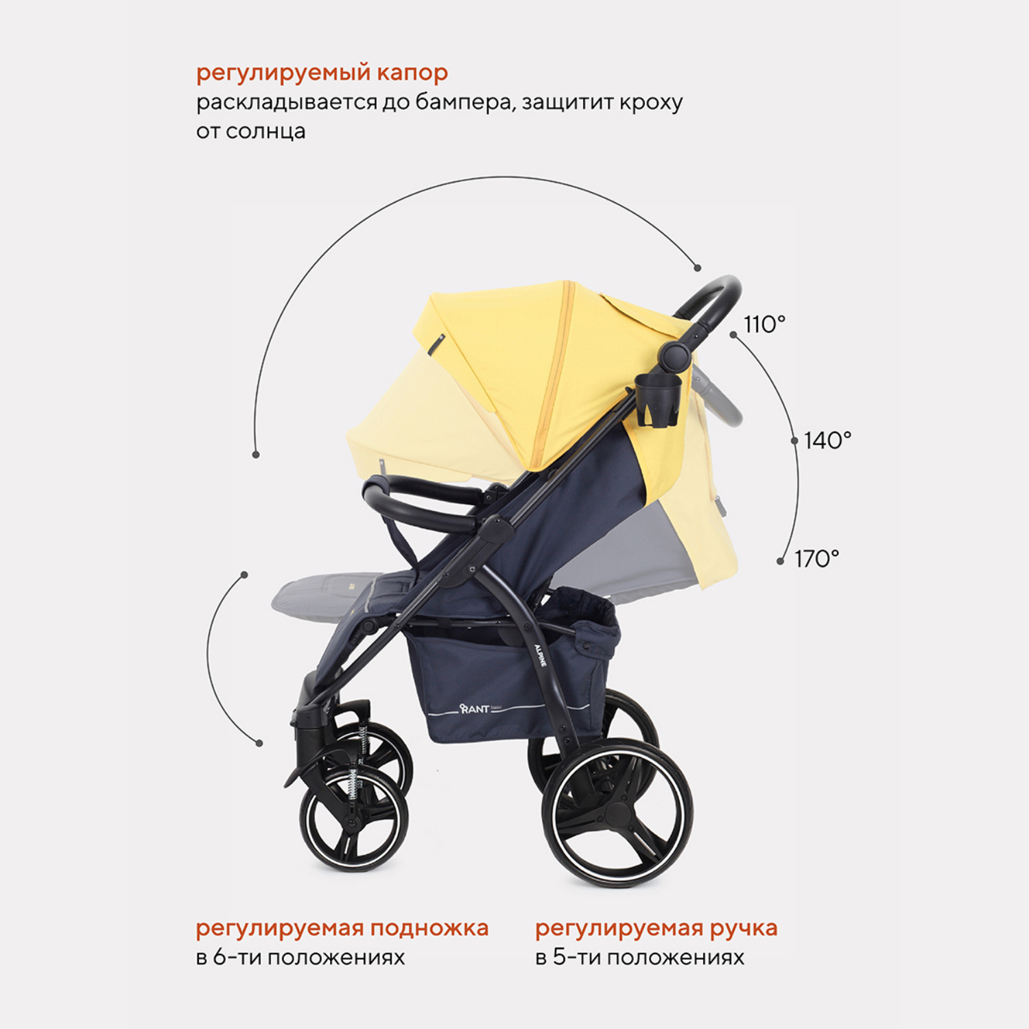 Коляска прогулочная Rant Basic Alpine Yellow - фото 4