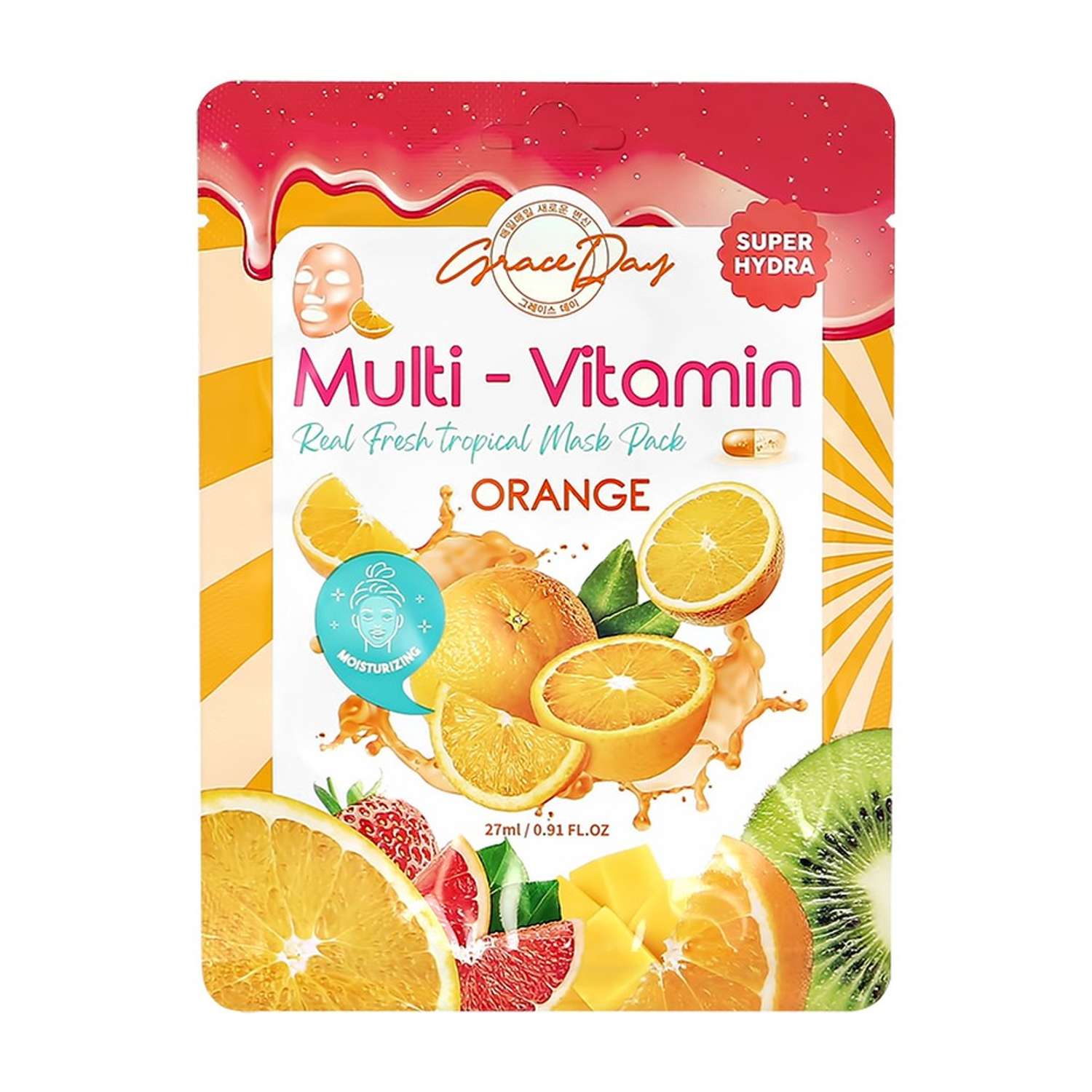 Маска тканевая Grace day Multi-vitamin с экстрактом апельсина для сияния кожи 27 мл - фото 4