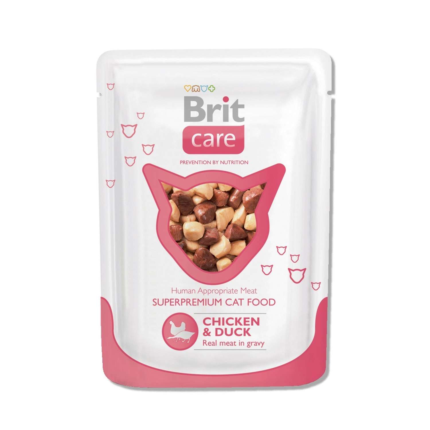 Корм влажный для кошек Brit Care 80г с курицей и уткой пауч - фото 1