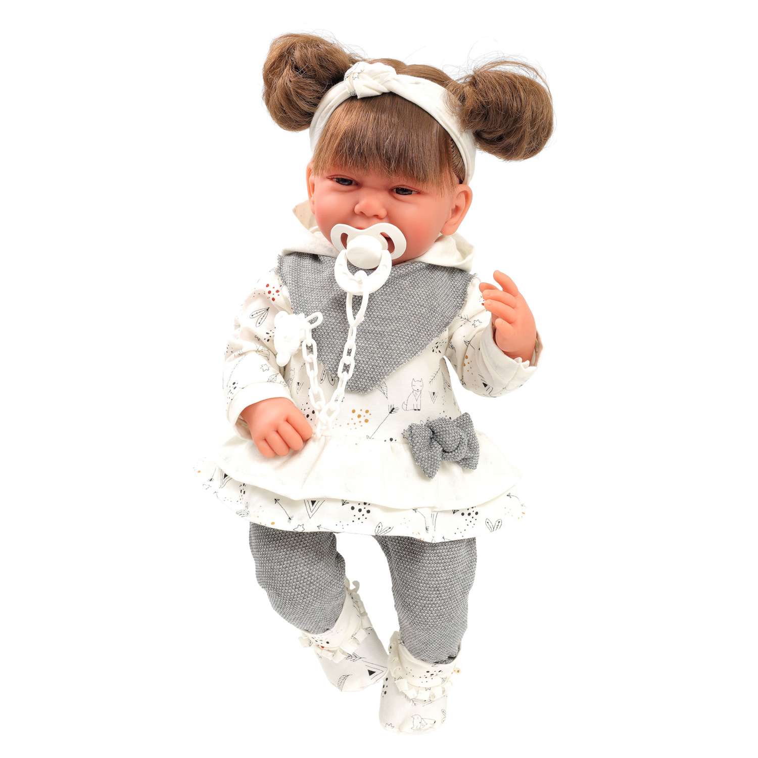 Кукла младенец Antonio Juan Ребека в сером 40 см мягконабивная 3390G - фото 1