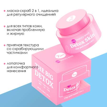 Маска для лица 7DAYS Detox skin очищающая с глиной 2-в-1