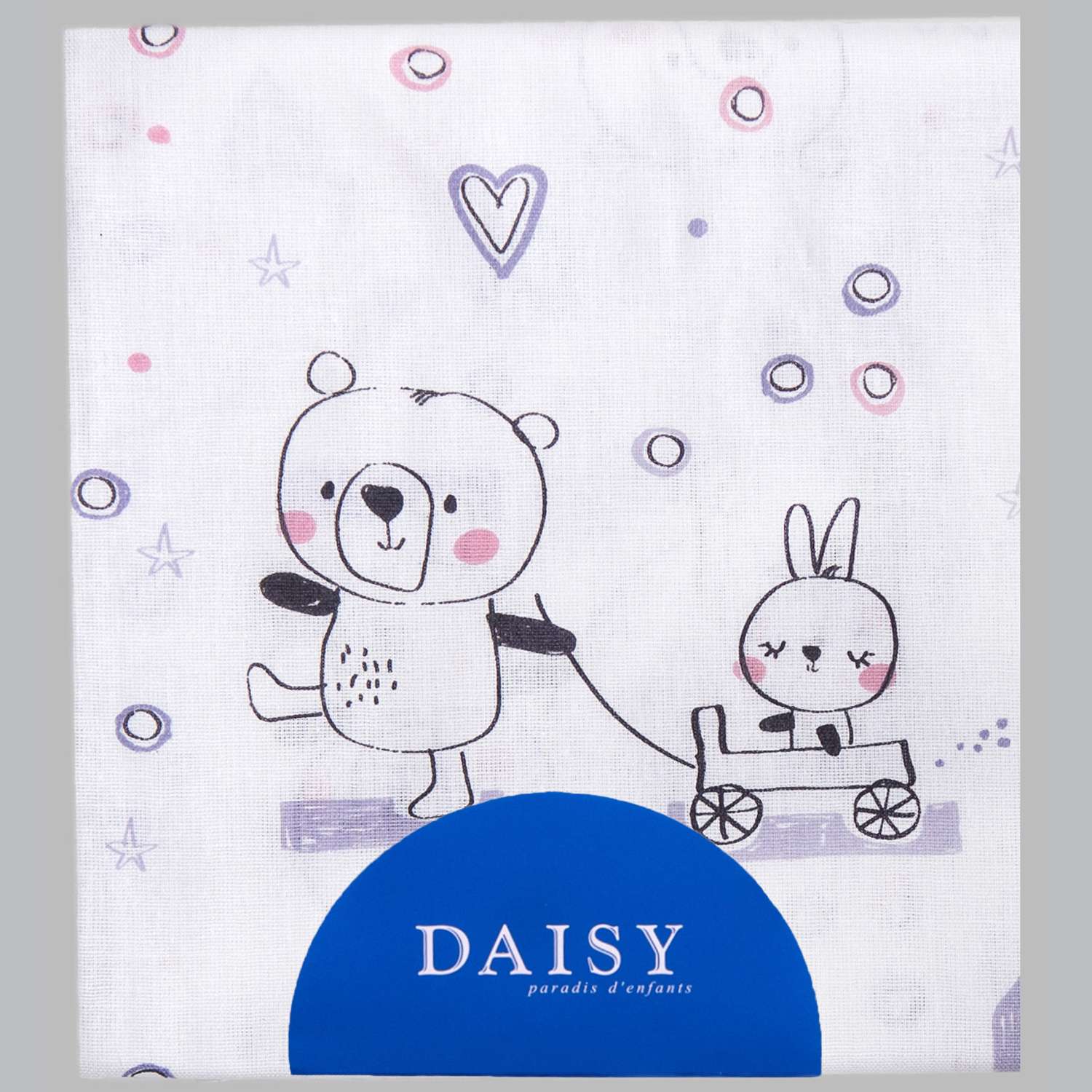 Пеленка Daisy Хлопок 1 шт. 75х120 см Мишка с шариком сиреневый - фото 1