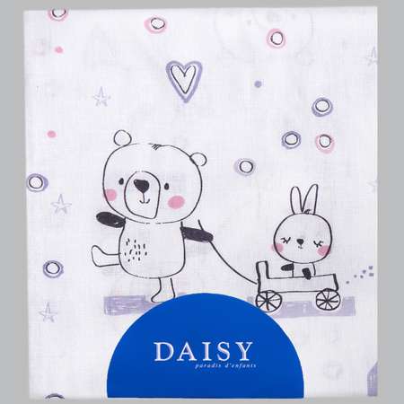 Пеленка Daisy Хлопок 1 шт. 75х120 см Мишка с шариком сиреневый