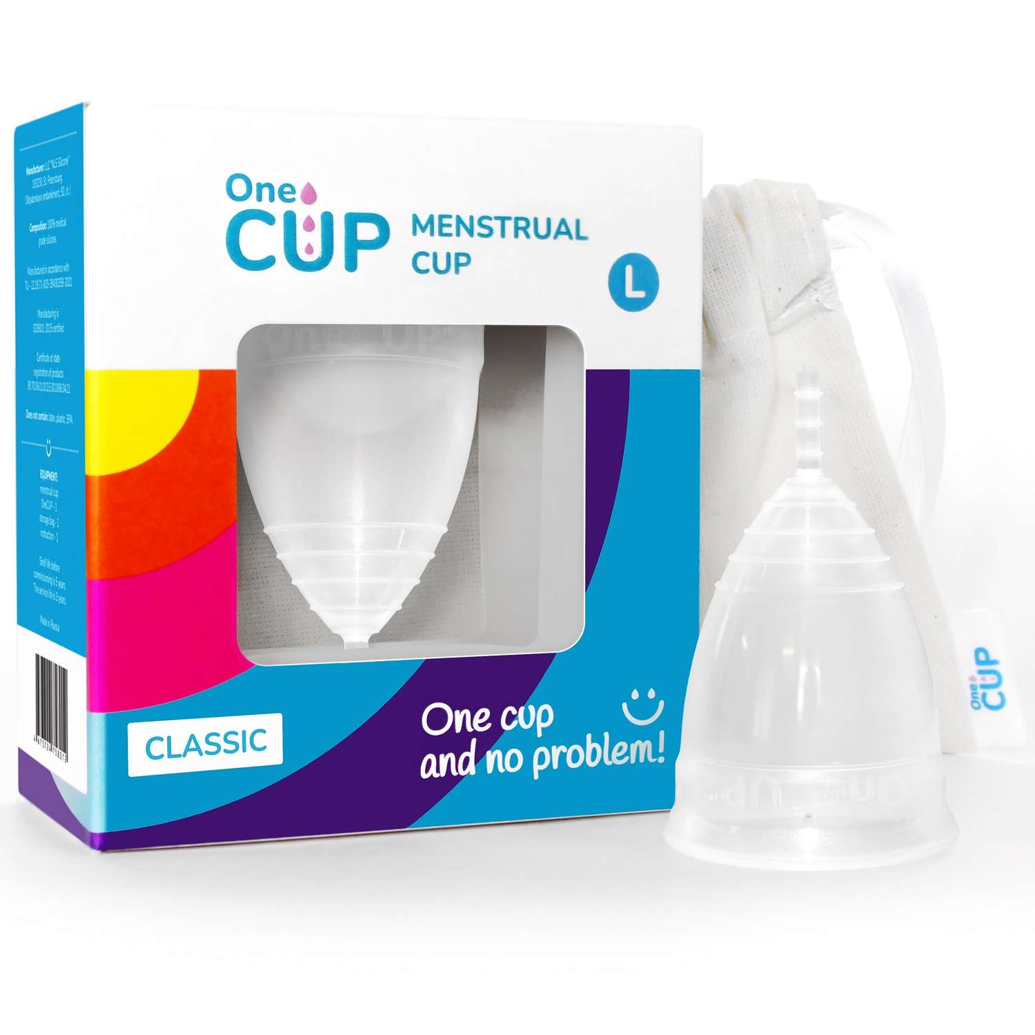 Менструальная чаша OneCUP Classic прозрачная размер L - фото 1