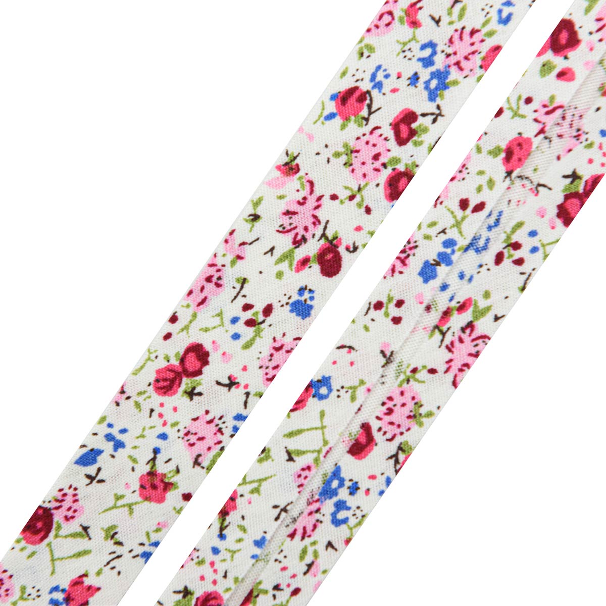 Тесьма Astra Craft косая бейка с принтом для шитья и рукоделия Цветы 15 мм 5 м FBF38 розовый - фото 1