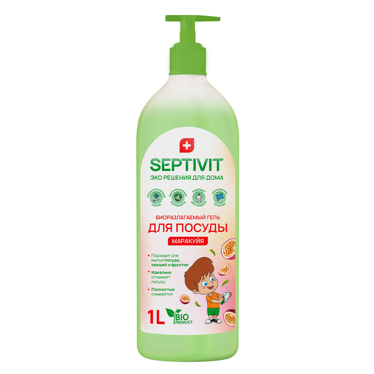 Средство для мытья посуды SEPTIVIT Premium Маракуйя 1л - фото 1