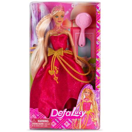 Кукла Defa Lucy Длинная коса в комплекте расческа розовый