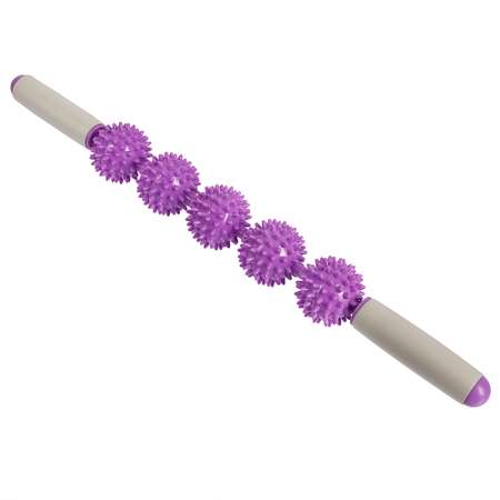 Массажёр ручной механический STRONG BODY МФР 5 массажных мячей на палке фиолетовый