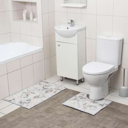 Набор ковриков Доляна для ванной и туалета «Мрамор» 2 шт: 50×80 40×50 см