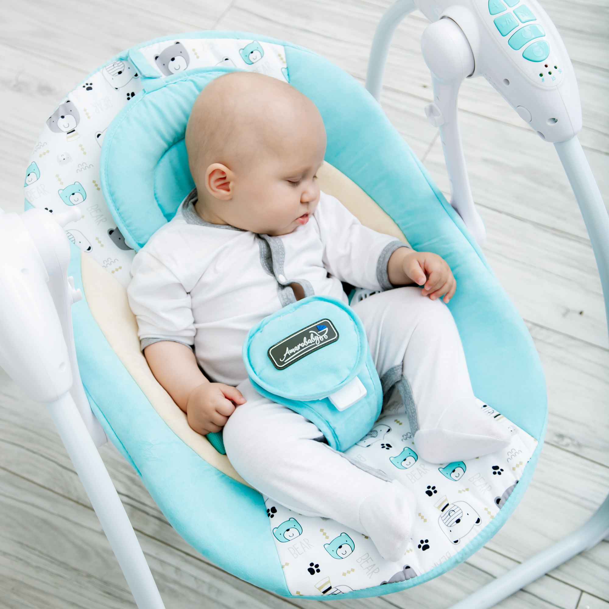 Электрокачели Amarobaby Swinging Baby Бирюзовый - фото 24