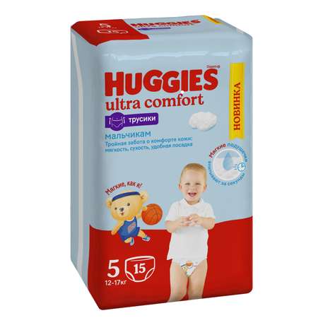 Трусики Huggies Ultra Comfort для мальчиков 5 (13-17 кг) 15 шт.
