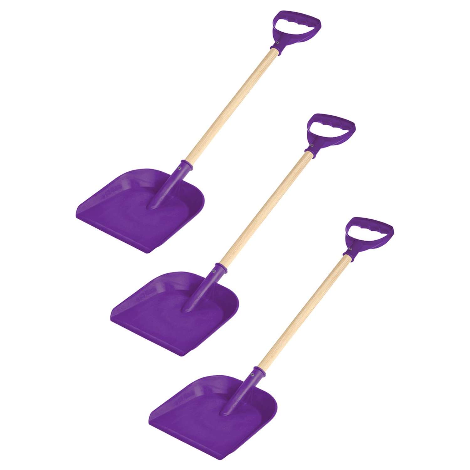 Набор детских лопат Задира для снега и песочницы с деревянной ручкой 60 см фиолетовая - 3 шт - фото 1
