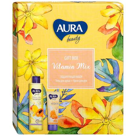 Подарочный набор AURA Beaty Vitamin mix Гель для душа Манго и папайя 250 мл+Крем для рук Питательный 75 мл