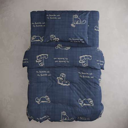 Комплект постельного белья Anna Maria Котики Грей на синем полутороспальный
