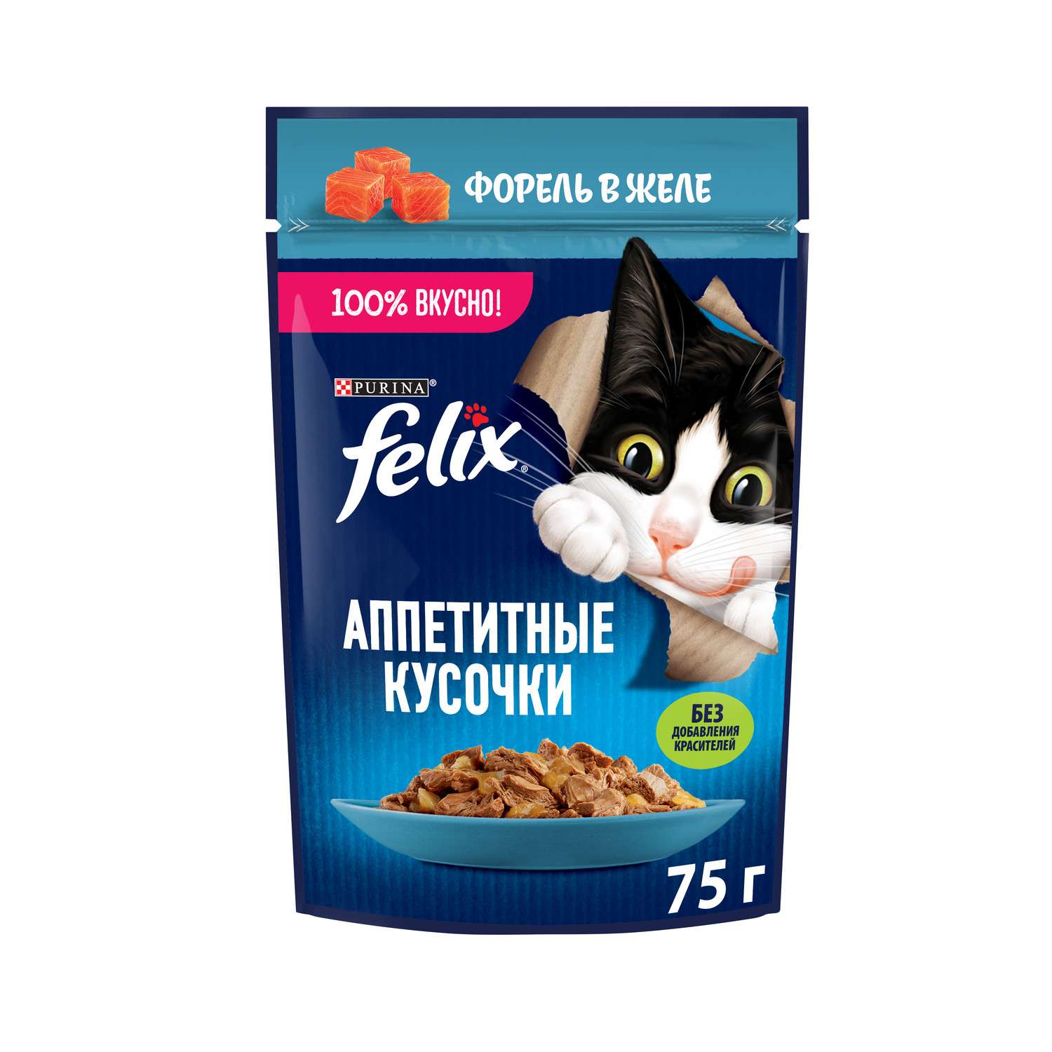 Корм для кошек Felix 75г Аппетитные кусочки для взрослых форель - фото 1