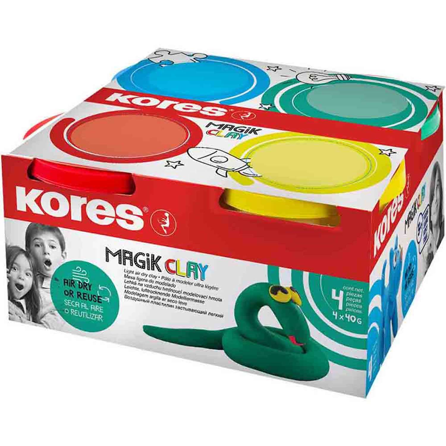Тесто для лепки Kores набор Magik Clay 4 цвета 1536761 - фото 1