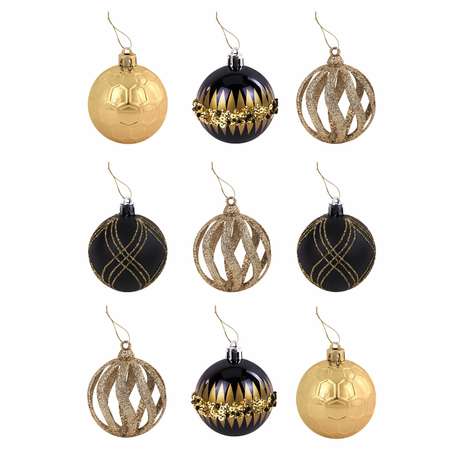 Елочные шары Золотая сказка новогоднее украшение для декора набор 9 штук