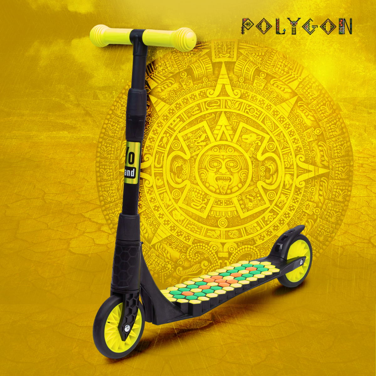 Креативный самокат Yo Band двухколесный складной POLYGON лимонный - фото 1