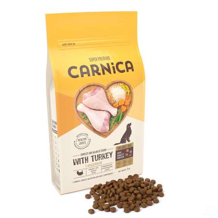 Корм для собак Carnica 3кг индейка-рис с овощами для средних и крупных пород