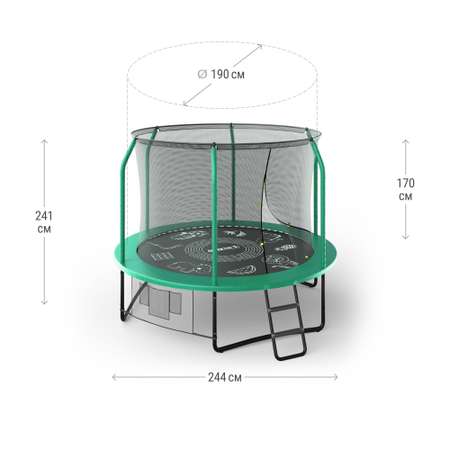 Батут каркасный SUPREME 10 ft UNIX line GAMEGreen общий диаметр 305 см до 150 кг