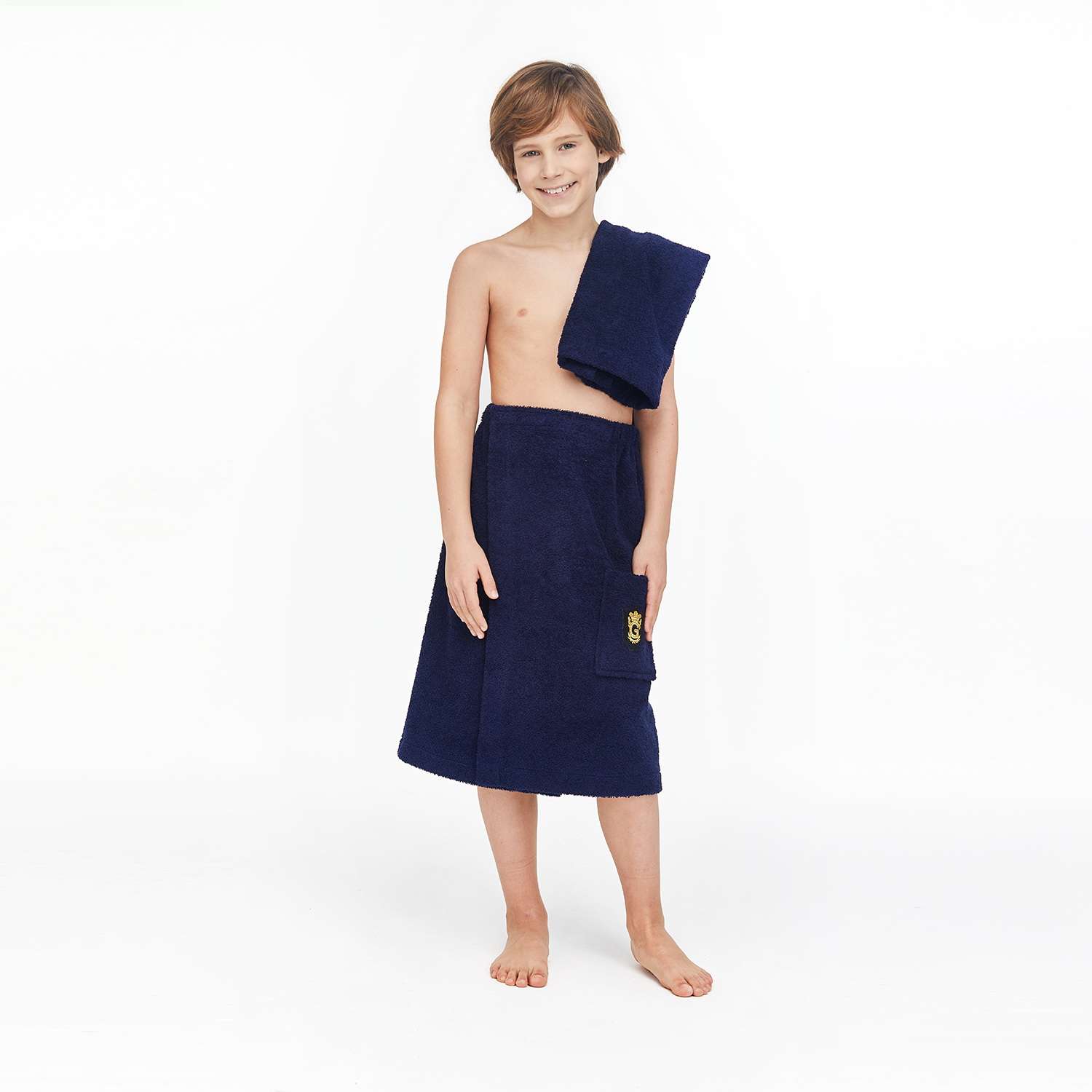 Комплект для бани и сауны Forsalon килт и полотенце цвет темно-синий - фото 1