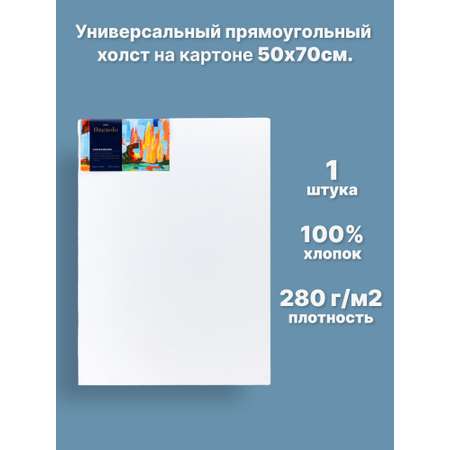 Холст Finenolo На прессованном картоне 100% хлопок 280г/кв.м 50*70см универсальная грунтовка