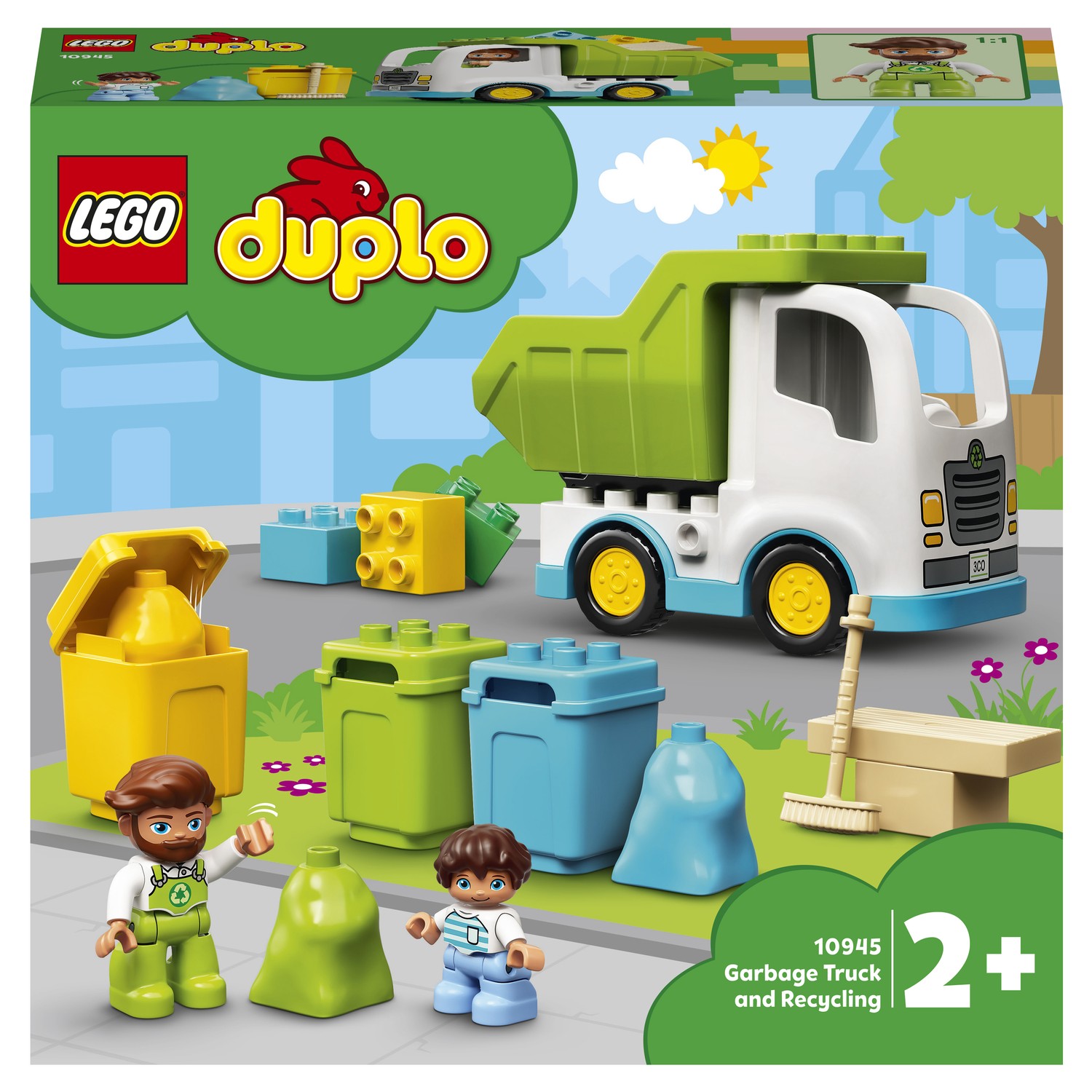 Конструктор LEGO DUPLO Town Мусоровоз и контейнеры для раздельного сбора  мусора 10945 купить по цене 199 ₽ в интернет-магазине Детский мир