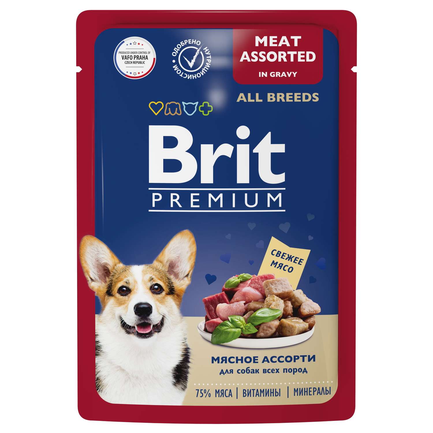 Корм для собак Brit 85г Premium Dog всех пород мясное ассорти в соусе - фото 1