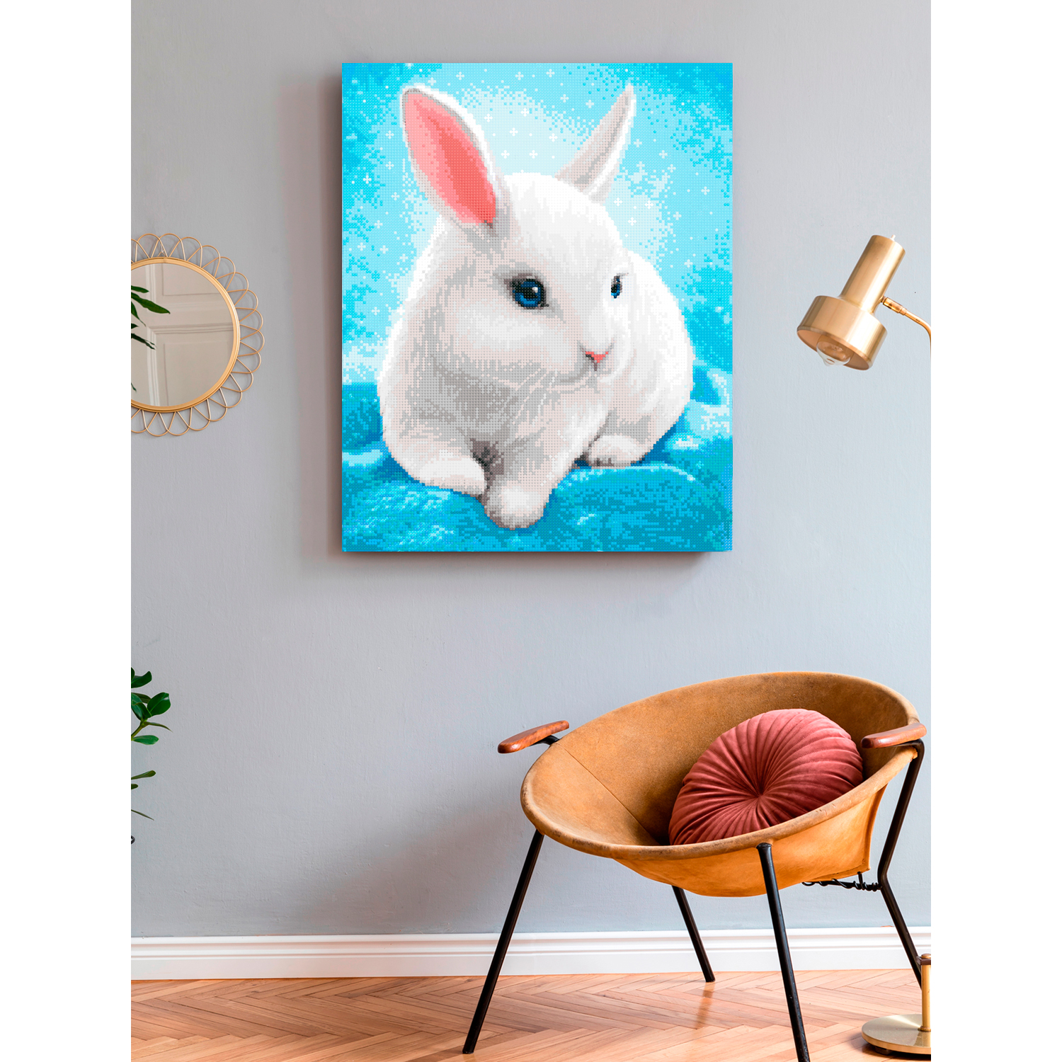Алмазная мозаика Art on Canvas Белый кролик холст на подрамнике 40*50 - фото 3