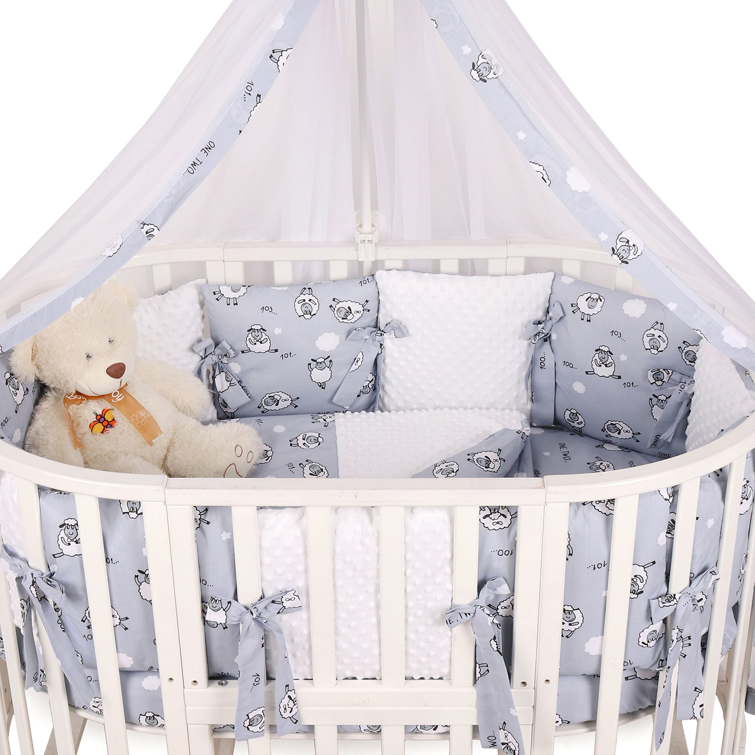 Комплект постельного белья Amarobaby Exclusive Soft Collection 101 Барашек 7предметов Серый - фото 7