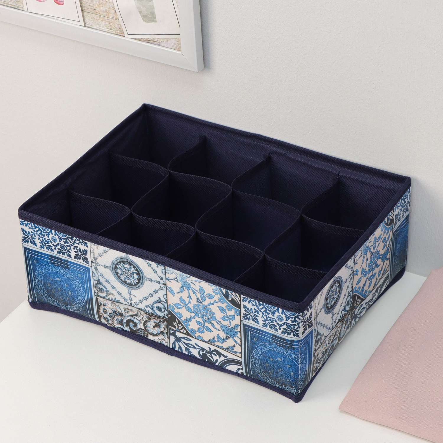 Органайзер Доляна для хранения белья «Мозаика» 12 отделений 32×24×12 см цвет синий - фото 2