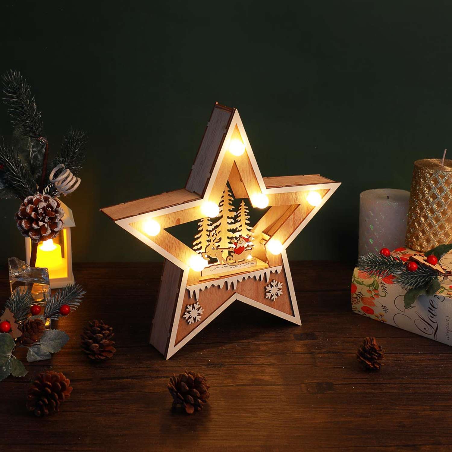Сувенир декоративный Сноубум в виде звезды с LED подсветкой - фото 2