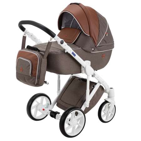 Коляска 2в1 BeBe-mobile Marconi 50% кожа BE25 Шоколадный Len+Шоколадная кожа