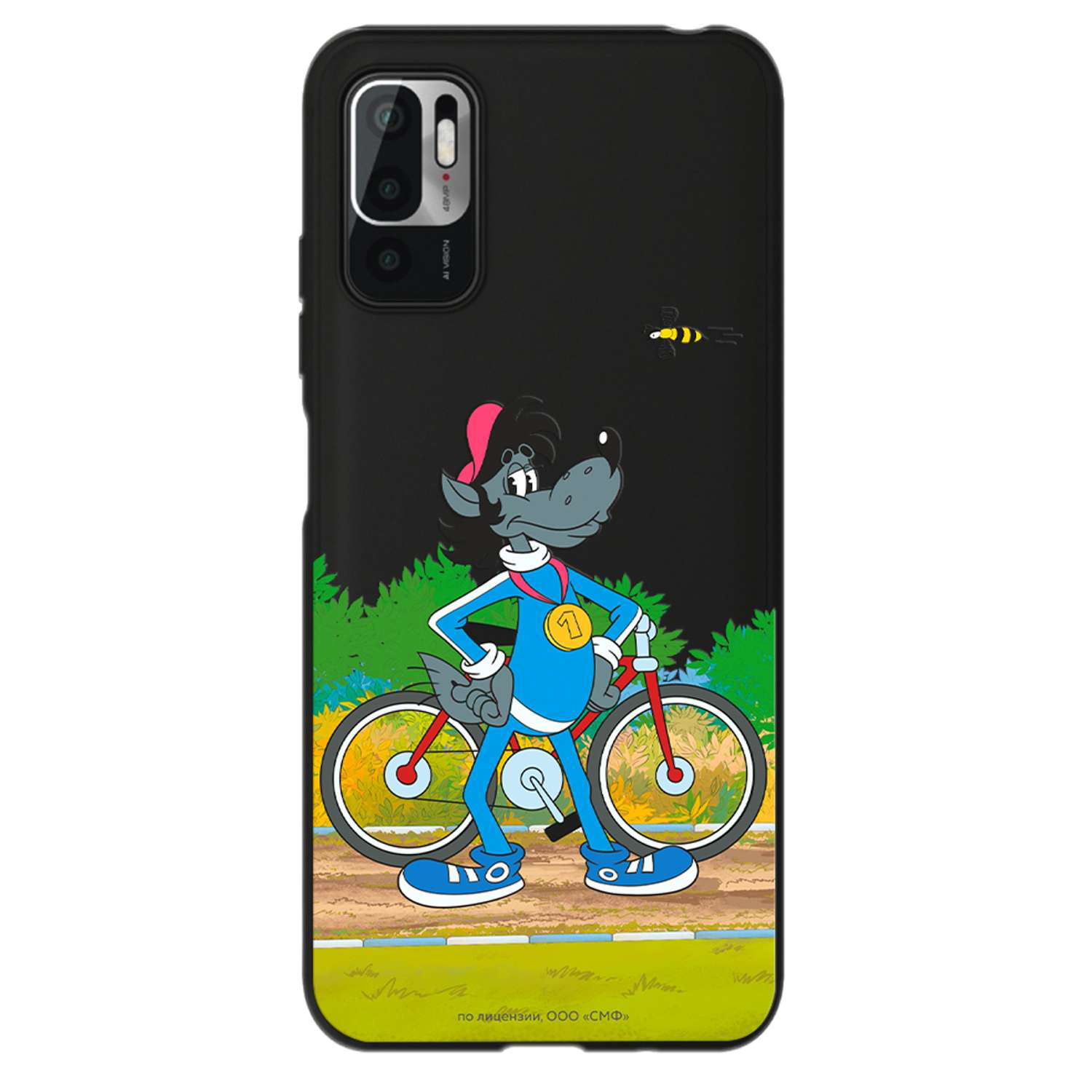 Силиконовый чехол Mcover для смартфона Poco M3 Pro Redmi Note 10T Союзмультфильм Волк и велосипед - фото 1