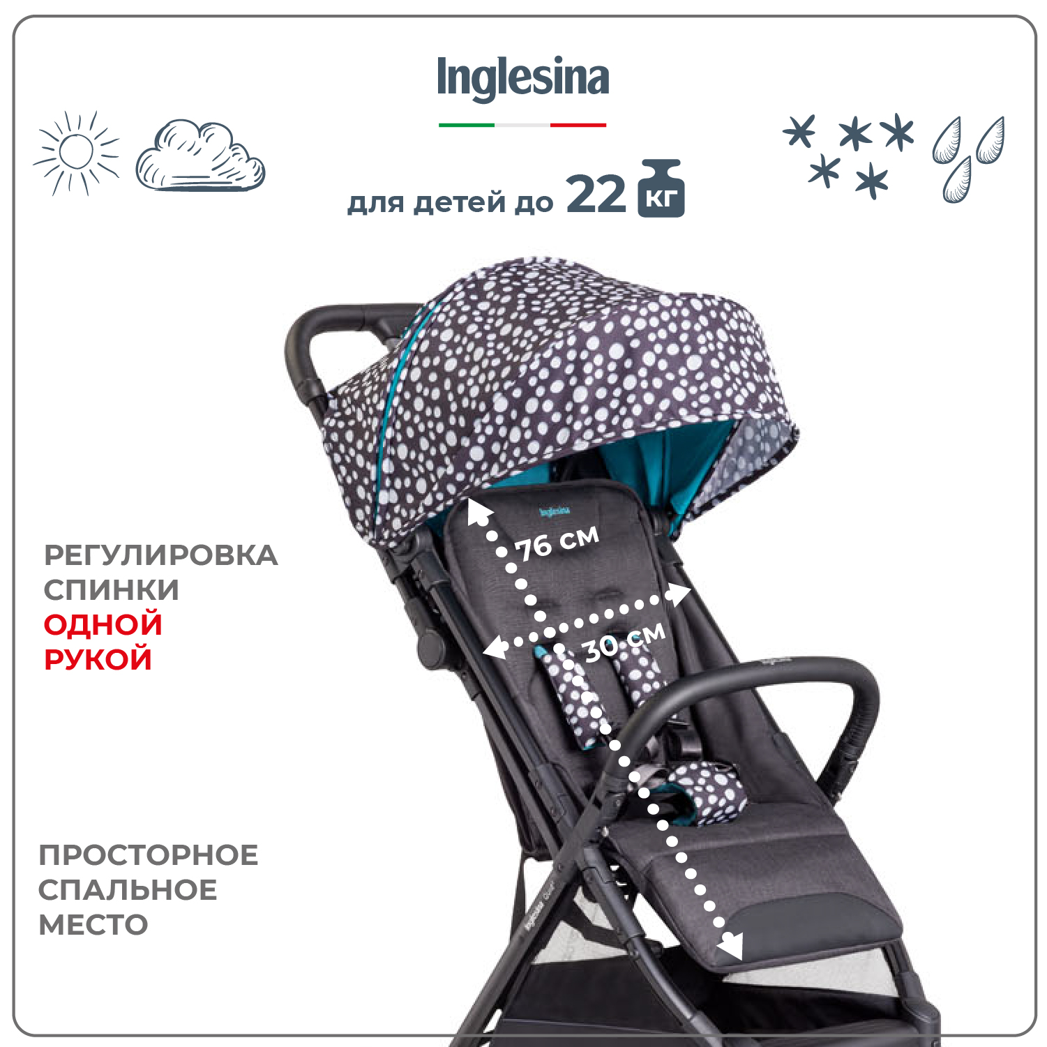 Прогулочная коляска Inglesina Quid 2 Polca Dot Black - фото 2