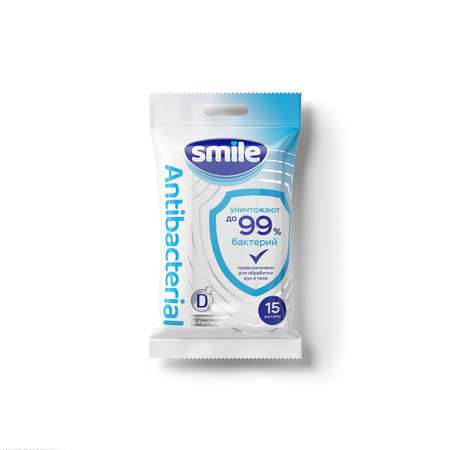 Влажные салфетки Smile SMILE W Antibacterial с Д-Пантенолом 15 шт