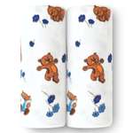 Набор фланелевых пеленок loombee детские хлопковые Медведи с цветами 2 шт