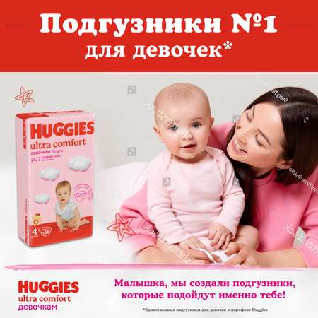 Подгузники для девочек Huggies Ultra Comfort 4 8-14кг 19шт