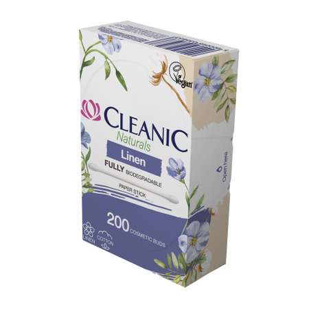 Ватные палочки гигиенические Cleanic Naturals Linen в бумажной прямоугольной коробке 200 шт