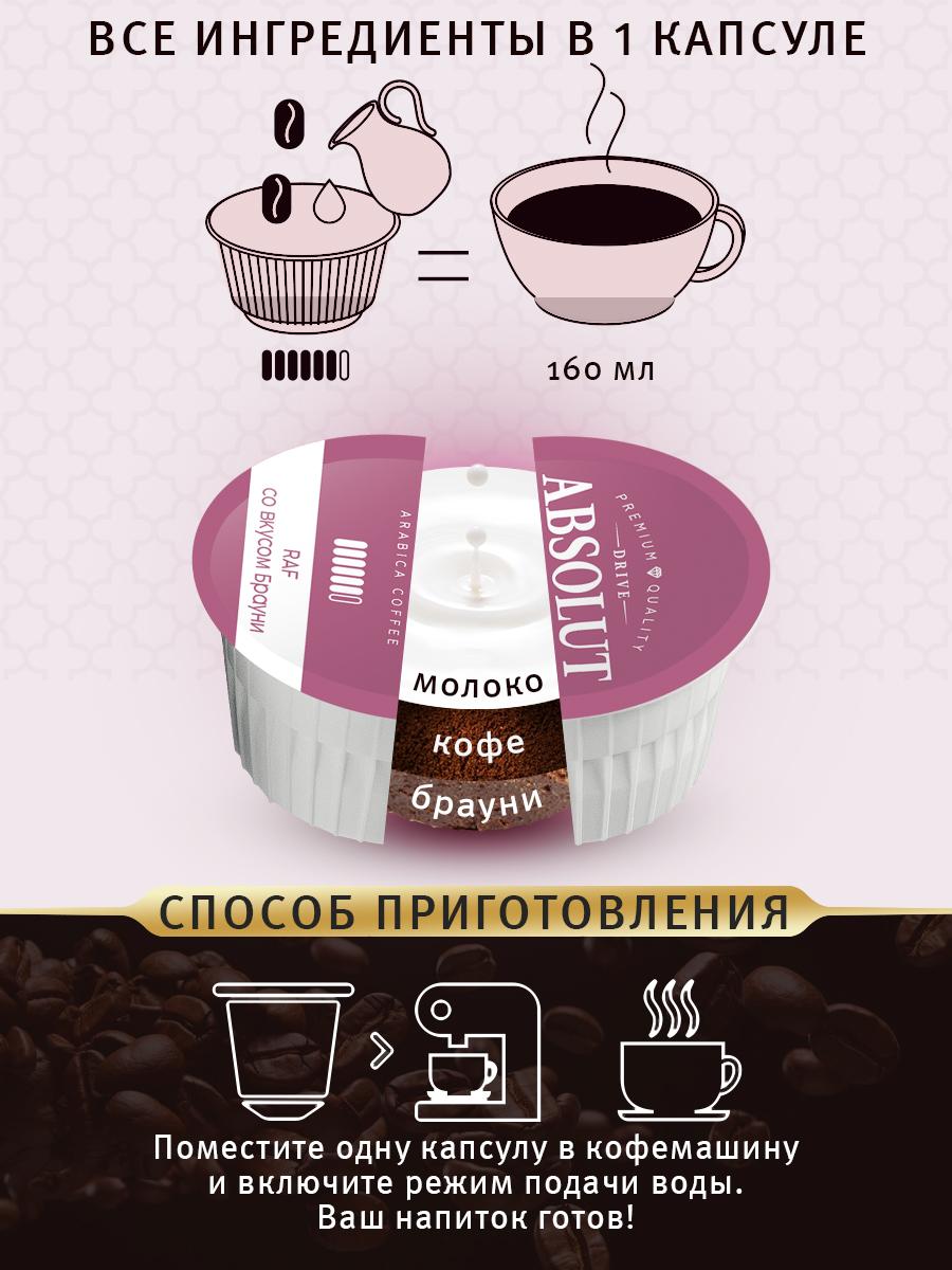 Кофе в капсулах ABSOLUT DRIVE RAF Брауни Dolce Gusto 12 шт купить по цене  477 ₽ в интернет-магазине Детский мир